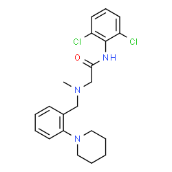 ChemSpider 2D Image | N-(2,6-Dichlorophenyl)-N~2~-methyl-N~2~-[2-(1-piperidinyl)benzyl]glycinamide | C21H25Cl2N3O
