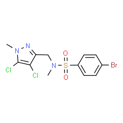 ChemSpider 2D Image | 4-Bromo-N-[(4,5-dichloro-1-methyl-1H-pyrazol-3-yl)methyl]-N-methylbenzenesulfonamide | C12H12BrCl2N3O2S