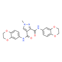 ChemSpider 2D Image | N,N'-Di(2,3-dihydro-1,4-benzodioxin-6-yl)-1-methyl-1H-pyrazole-3,4-dicarboxamide | C22H20N4O6