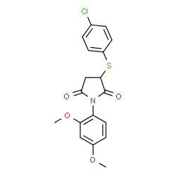 ChemSpider 2D Image | 3-[(4-Chlorophenyl)sulfanyl]-1-(2,4-dimethoxyphenyl)-2,5-pyrrolidinedione | C18H16ClNO4S