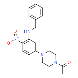 ChemSpider 2D Image | 1-{4-[3-(Benzylamino)-4-nitrophenyl]-1-piperazinyl}ethanone | C19H22N4O3