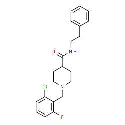 ChemSpider 2D Image | 1-(2-Chloro-6-fluorobenzyl)-N-(2-phenylethyl)-4-piperidinecarboxamide | C21H24ClFN2O