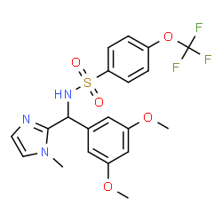 ChemSpider 2D Image | N-[(3,5-Dimethoxyphenyl)(1-methyl-1H-imidazol-2-yl)methyl]-4-(trifluoromethoxy)benzenesulfonamide | C20H20F3N3O5S