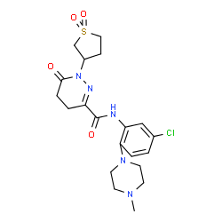 ChemSpider 2D Image | N-[5-Chloro-2-(4-methyl-1-piperazinyl)phenyl]-1-(1,1-dioxidotetrahydro-3-thiophenyl)-6-oxo-1,4,5,6-tetrahydro-3-pyridazinecarboxamide | C20H26ClN5O4S