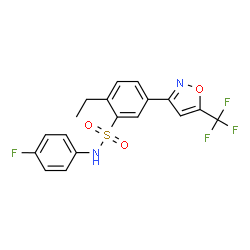 ChemSpider 2D Image | 2-Ethyl-N-(4-fluorophenyl)-5-[5-(trifluoromethyl)-1,2-oxazol-3-yl]benzenesulfonamide | C18H14F4N2O3S
