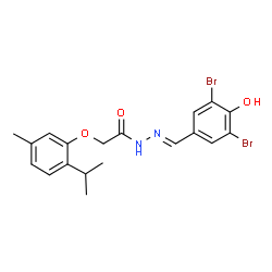ChemSpider 2D Image | N'-[(E)-(3,5-Dibromo-4-hydroxyphenyl)methylene]-2-(2-isopropyl-5-methylphenoxy)acetohydrazide | C19H20Br2N2O3