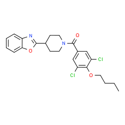 ChemSpider 2D Image | [4-(1,3-Benzoxazol-2-yl)-1-piperidinyl](4-butoxy-3,5-dichlorophenyl)methanone | C23H24Cl2N2O3