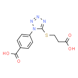 ChemSpider 2D Image | 4-{5-[(2-Carboxyethyl)sulfanyl]-1H-tetrazol-1-yl}benzoic acid | C11H10N4O4S