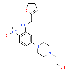 ChemSpider 2D Image | 2-(4-{3-[(2-Furylmethyl)amino]-4-nitrophenyl}-1-piperazinyl)ethanol | C17H22N4O4