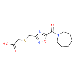 ChemSpider 2D Image | 2-(((5-(azepane-1-carbonyl)-1,2,4-oxadiazol-3-yl)methyl)thio)acetic acid | C12H17N3O4S