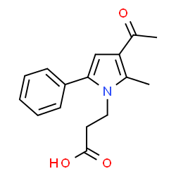 ChemSpider 2D Image | 3-(3-acetyl-2-methyl-5-phenylpyrrol-1-yl)propanoic acid | C16H17NO3