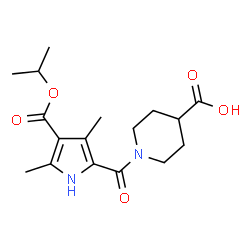 ChemSpider 2D Image | 1-[4-(isopropoxycarbonyl)-3,5-dimethyl-1H-pyrrole-2-carbonyl]piperidine-4-carboxylic acid | C17H24N2O5