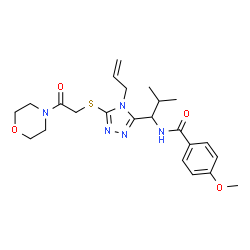 ChemSpider 2D Image | N-[1-(4-Allyl-5-{[2-(4-morpholinyl)-2-oxoethyl]sulfanyl}-4H-1,2,4-triazol-3-yl)-2-methylpropyl]-4-methoxybenzamide | C23H31N5O4S