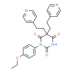 ChemSpider 2D Image | 1-(4-Ethoxyphenyl)-5,5-bis[2-(4-pyridinyl)ethyl]-2,4,6(1H,3H,5H)-pyrimidinetrione | C26H26N4O4