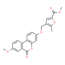 ChemSpider 2D Image | Methyl 4-{[(8-methoxy-6-oxo-6H-benzo[c]chromen-3-yl)oxy]methyl}-5-methyl-2-furoate | C22H18O7