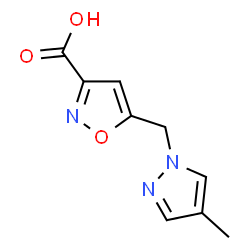 ChemSpider 2D Image | 5-[(4-methylpyrazol-1-yl)methyl]-1,2-oxazole-3-carboxylic acid | C9H9N3O3