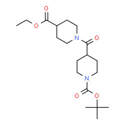 ChemSpider 2D Image | 2-Methyl-2-propanyl 4-{[4-(ethoxycarbonyl)-1-piperidinyl]carbonyl}-1-piperidinecarboxylate | C19H32N2O5