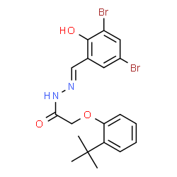 ChemSpider 2D Image | 2-(2-tert-Butylphenoxy)-N'-[(E)-(3,5-dibromo-2-hydroxyphenyl)methylene]acetohydrazide | C19H20Br2N2O3