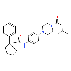 ChemSpider 2D Image | N-{4-[4-(3-Methylbutanoyl)-1-piperazinyl]phenyl}-1-phenylcyclopentanecarboxamide | C27H35N3O2
