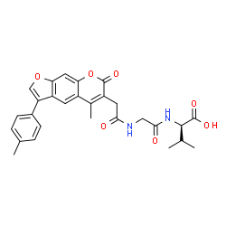 ChemSpider 2D Image | N-{[5-Methyl-3-(4-methylphenyl)-7-oxo-7H-furo[3,2-g]chromen-6-yl]acetyl}glycyl-D-valine | C28H28N2O7