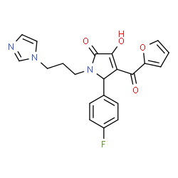 ChemSpider 2D Image | 5-(4-Fluorophenyl)-4-(2-furoyl)-3-hydroxy-1-[3-(1H-imidazol-1-yl)propyl]-1,5-dihydro-2H-pyrrol-2-one | C21H18FN3O4