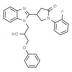 ChemSpider 2D Image | 1-(2-Fluorophenyl)-4-[1-(2-hydroxy-3-phenoxypropyl)-1H-benzimidazol-2-yl]-2-pyrrolidinone | C26H24FN3O3