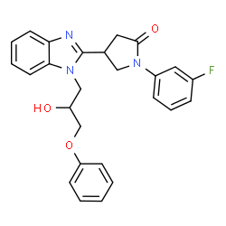 ChemSpider 2D Image | 1-(3-Fluorophenyl)-4-[1-(2-hydroxy-3-phenoxypropyl)-1H-benzimidazol-2-yl]-2-pyrrolidinone | C26H24FN3O3