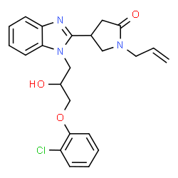 ChemSpider 2D Image | 1-Allyl-4-{1-[3-(2-chlorophenoxy)-2-hydroxypropyl]-1H-benzimidazol-2-yl}-2-pyrrolidinone | C23H24ClN3O3