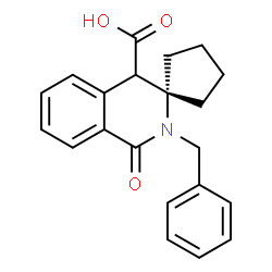 ChemSpider 2D Image | 2'-Benzyl-1'-oxo-1',4'-dihydro-2'H-spiro[cyclopentane-1,3'-isoquinoline]-4'-carboxylic acid | C21H21NO3