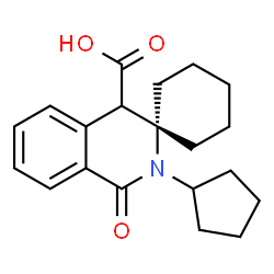 ChemSpider 2D Image | 2'-Cyclopentyl-1'-oxo-1',4'-dihydro-2'H-spiro[cyclohexane-1,3'-isoquinoline]-4'-carboxylic acid | C20H25NO3