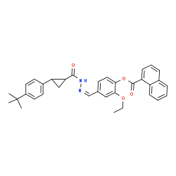 ChemSpider 2D Image | 4-[(Z)-({[2-(4-tert-Butylphenyl)cyclopropyl]carbonyl}hydrazono)methyl]-2-ethoxyphenyl 1-naphthoate | C34H34N2O4