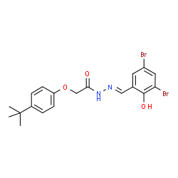 ChemSpider 2D Image | 2-(4-tert-Butylphenoxy)-N'-[(E)-(3,5-dibromo-2-hydroxyphenyl)methylene]acetohydrazide | C19H20Br2N2O3