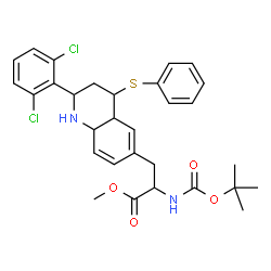 ChemSpider 2D Image | Methyl 3-[2-(2,6-dichlorophenyl)-4-(phenylsulfanyl)-1,2,3,4,4a,8a-hexahydro-6-quinolinyl]-N-{[(2-methyl-2-propanyl)oxy]carbonyl}alaninate | C30H34Cl2N2O4S