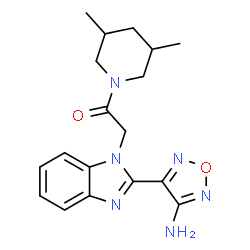 ChemSpider 2D Image | 4-{1-[2-(3,5-dimethylpiperidin-1-yl)-2-oxoethyl]-1H-benzimidazol-2-yl}-1,2,5-oxadiazol-3-amine | C18H22N6O2