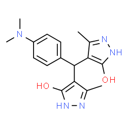 ChemSpider 2D Image | 4,4'-{[4-(Dimethylamino)phenyl]methylene}bis(3-methyl-1H-pyrazol-5-ol) | C17H21N5O2