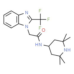 ChemSpider 2D Image | N-(2,2,6,6-Tetramethyl-4-piperidinyl)-2-[2-(trifluoromethyl)-1H-benzimidazol-1-yl]acetamide | C19H25F3N4O