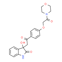 ChemSpider 2D Image | 3-Hydroxy-3-(2-{4-[2-(4-morpholinyl)-2-oxoethoxy]phenyl}-2-oxoethyl)-1,3-dihydro-2H-indol-2-one | C22H22N2O6