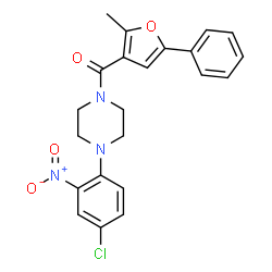 ChemSpider 2D Image | [4-(4-Chloro-2-nitrophenyl)-1-piperazinyl](2-methyl-5-phenyl-3-furyl)methanone | C22H20ClN3O4