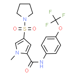 ChemSpider 2D Image | 1-Methyl-4-(1-pyrrolidinylsulfonyl)-N-[4-(trifluoromethoxy)phenyl]-1H-pyrrole-2-carboxamide | C17H18F3N3O4S