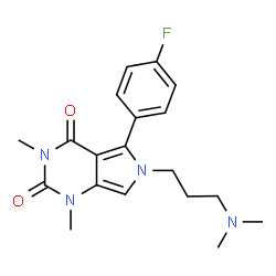 ChemSpider 2D Image | 6-[3-(Dimethylamino)propyl]-5-(4-fluorophenyl)-1,3-dimethyl-1H-pyrrolo[3,4-d]pyrimidine-2,4(3H,6H)-dione | C19H23FN4O2