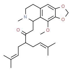 ChemSpider 2D Image | 1-(4-Methoxy-6-methyl-5,6,7,8-tetrahydro[1,3]dioxolo[4,5-g]isoquinolin-5-yl)-6-methyl-3-(3-methyl-2-buten-1-yl)-5-hepten-2-one | C25H35NO4
