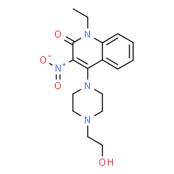 ChemSpider 2D Image | 1-Ethyl-4-[4-(2-hydroxyethyl)-1-piperazinyl]-3-nitro-2(1H)-quinolinone | C17H22N4O4