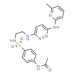ChemSpider 2D Image | N-[4-[2-[[6-[(6-methyl-2-pyridyl)amino]pyridazin-3-yl]amino]ethylsulfamoyl]phenyl]acetamide | C20H23N7O3S