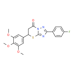 ChemSpider 2D Image | 2-(4-Fluorophenyl)-5-(3,4,5-trimethoxyphenyl)-5,6-dihydro-7H-[1,2,4]triazolo[5,1-b][1,3]thiazin-7-one | C20H18FN3O4S