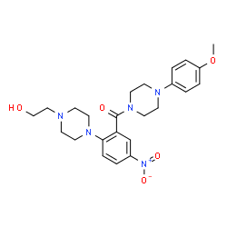 ChemSpider 2D Image | {2-[4-(2-Hydroxyethyl)-1-piperazinyl]-5-nitrophenyl}[4-(4-methoxyphenyl)-1-piperazinyl]methanone | C24H31N5O5