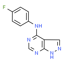 ChemSpider 2D Image | N-(4-Fluorophenyl)-1H-pyrazolo[3,4-d]pyrimidin-4-amine | C11H8FN5