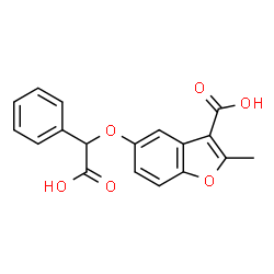 ChemSpider 2D Image | 5-[Carboxy(phenyl)methoxy]-2-methyl-1-benzofuran-3-carboxylic acid | C18H14O6