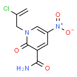 ChemSpider 2D Image | 1-(2-Chloro-2-propen-1-yl)-5-nitro-2-oxo-1,2-dihydro-3-pyridinecarboxamide | C9H8ClN3O4