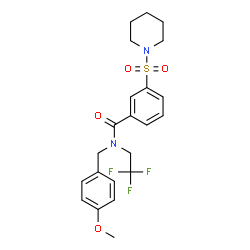 ChemSpider 2D Image | N-(4-Methoxybenzyl)-3-(1-piperidinylsulfonyl)-N-(2,2,2-trifluoroethyl)benzamide | C22H25F3N2O4S