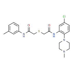 ChemSpider 2D Image | 2-[(2-{[5-Chloro-2-(4-methyl-1-piperazinyl)phenyl]amino}-2-oxoethyl)sulfanyl]-N-(3-methylphenyl)acetamide | C22H27ClN4O2S